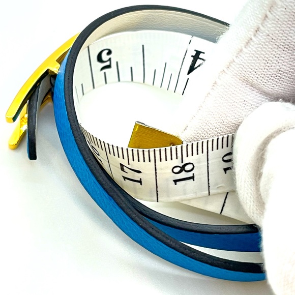 EUC HERMES Behapi Tour Double Wrap Blue Leather Bracelet - Picture 12 of 14